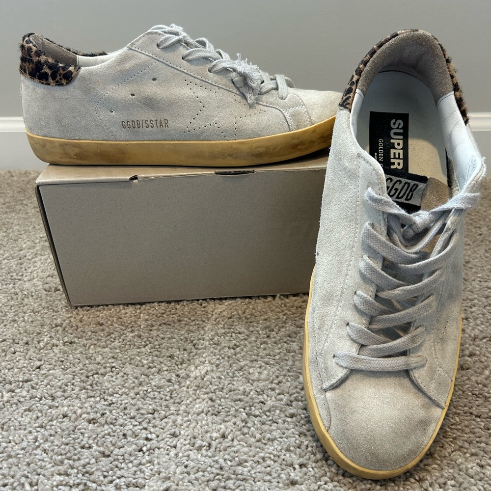 Golden Goose Superstar Sz 40 Leopard Heel Suede Sneakers + Box & Passport GGDB - Picture 7 of 12